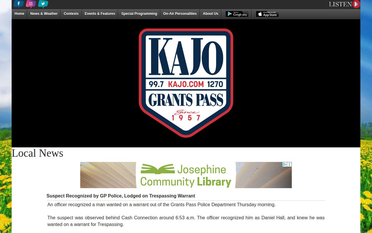 Josephine County KAJO local arrest and public-safety news briefs